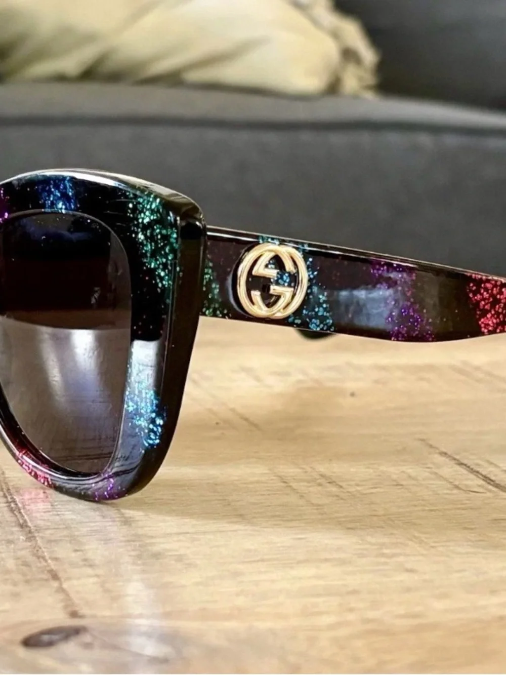 Authentic Gucci Oversized Rainbow Cat Eye Frame Tinted Sunglasses